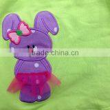 2015 New Baby Girls Easter Lime Pink Lavender Bunny Capri Top Set Easter Outfits With Matching Necklace and Bow Set thumbnail-4