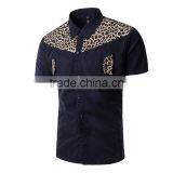 Short Sleeves Contrast Leopard Printing Fashion Cotton Men Shirts thumbnail-2
