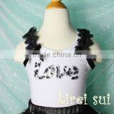 Girls White Tank Top With Black Leopard Love thumbnail-1
