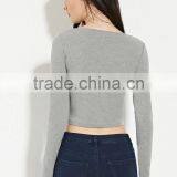 2016 China Manufacturer OEM Design Plain Dyed Cotton Summer Fashion Long Sleeve Mature Women Blouse thumbnail-3
