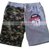 cotton terry fabric camo shorts with printing