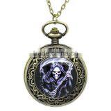Round Antique Bronze Skull Sword Pattern Halloween Battery Included Pocket Watches 75.5cm thumbnail-1