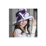 White / Purple Women Formal Kentucky Derby Church Hats , Diamond Casings Satin Ribbon Hat thumbnail-1