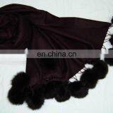 Paiseley Design Shawls With Fur Balls thumbnail-4