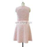 Fashion Sexy Pink Sleeveless Tweed Dress for Women thumbnail-6