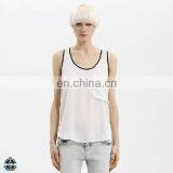 T-WV504 Lady Loose Fitted White and Black Chiffon Singlets Wholesale Tank Top thumbnail-1