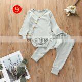 Autumn Winter Baby Cotton 2pcs Outfit Newborn Toddler Boy Girl Rompers + Pants Clothes Set Long Sleeve Striped Solid Clothing thumbnail-4