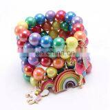 Children Rainbow Bracelet Girl Unicorn Mermaid Colorful Bracelet With Alloy Pendants 28Colors thumbnail-1