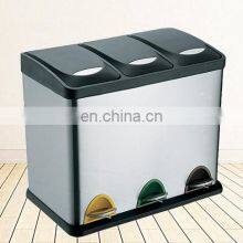 Large Capacity Recycle Trash Bins Recycling Garbage Bins Outdoor Household 3 Compartments Metal Recycling Bins thumbnail-1