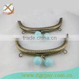 Bronze Fashion DIY Sewing Light Blue Fancy Beads Metal Purse Frames
