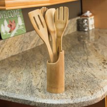 Bamboo utensil set with bamboo holder, bamboo container holder,Wholesale bamboo kitchen tool with holder s