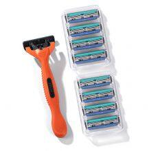Disposable Men Razor Triple Blade Shaving Razor With Lubricating Strip 1 Handle 9 Blades