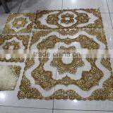 Wholesale Noble Golden Beaded Sheer Organza Embroidery Table Cloth 16pcs/set