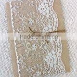 Rustic Lace Wedding Invitation Card With Kraft Pocket thumbnail-1