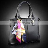 Bostom Bag Leisure PU Handbag With Silk Bowknot Ribbon Custom Beautiful Leather Handbag Tote Bag for Lady in Guangzhou thumbnail-2