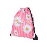 High Quality 3D Printed Daisy Pink Strips Large Drawstring Bag Backpack thumbnail-2