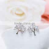 AAA Cubic Zirconia Tree Cut 18k Rose Gold Plated and White Gold Plated Cute Earrings for Girls Small Stud Earrings thumbnail-2
