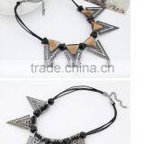 American and European Popular Exquisite Crystal and Resin Alloy Wax Rope Triangle Charm Necklace in Stock thumbnail-4