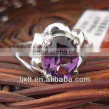 925 Sterling Silver Amethyst Gemstone Engagement Ring thumbnail-1