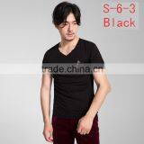 Custom Men's Clothes V- Neck short sleeve plain t-shirts cotton bulk blank t-shirts made in china