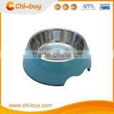 Chi-buy Blue Detachable Dual Melamine pet bowl antiskid Dog cat food water bowls,M Size:5.12"LX6.89"WX2.36"H
