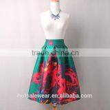 Modern Women Pattern Midi Length Skirt Floral Printed A Line Knee Length Skirt PH-9218 thumbnail-4