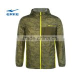 ERKE brand wholesale outdoor style lightweight zip up polyester mens camo hoodies