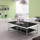 Living room tempered glass steel coffee table