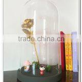 >_<High Borosilicate Custom Dome Jar With Wooden Tray, Cupcake Stand Covers, Cloche Cheese Base Decorative Glass Terrarium Cover thumbnail-6