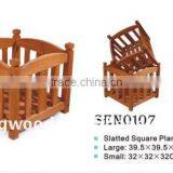 SET OF 2 Slatted Square Wooden Planter thumbnail-1
