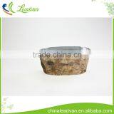 Hot Sale Natural Antique Oval Galvanized Flower Pot With Tree Skin Outside thumbnail-1