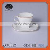 Eco-Friendly Feature and AB Grade Porcelain,Ceramic Material Golden Design Coffee Cup and Saucer thumbnail-1