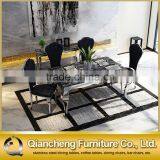 Simple Style Black Marble Metal Dining Table Base Dining Table thumbnail-2