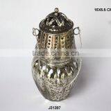 Hanging Glass Votives Tea Light Holder With Metal in Silver Finish thumbnail-1