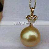 Wholesale 10mm Golden South Sea Pearl Pendant Necklace thumbnail-1