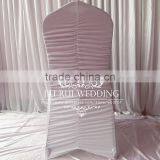 White Universal Ruched at Back Spandex Chair Cover Pleated Lycra Chair Cover for Wedding Decor thumbnail-3
