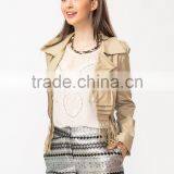 Wholesale New Fashion Fringing Hem Leather Lady Jacket thumbnail-2