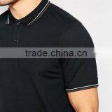 Custom Short Sleeve Button Placket Collar Cuff Tip Black Men's 97% Polyester 3% Spandex Breathable Pique 200g Casual Polo Shirt thumbnail-3
