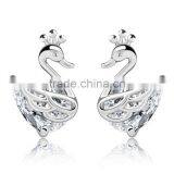 New Design Fine Jewelry 100% 925 Sterling Silver Swan Zircon Earrings thumbnail-2