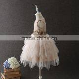 High Quality Elegant Children's Boutique Clothing Sleeves Sexy Handmade Flower Many Layer Baby Party Dress Spain Cake Dresses thumbnail-2