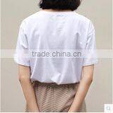 White T-shirts Printed Letters Female Contracted Round Collar Short Sleeve 2017 New Summer thumbnail-3