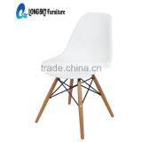 LS-4001 White Molded Eiffel Plastic Dining Chair With Wood Legs thumbnail-1