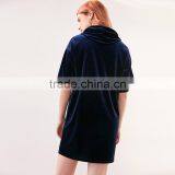 2017 Latest Fashion Half Sleeve Womens Velvet Hoodie Dress thumbnail-4
