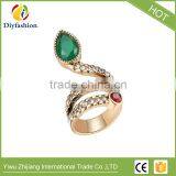 Animal Ring Jewelry For Women Finger Fashion Accessories Retro Gold Green Stone Snake Ring Party Gift thumbnail-1