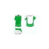 White Green Interlock Polyester Cool Dry Plus Size Soccer Team Uniforms Jerseys And Shorts