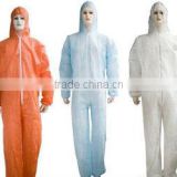 Orange disposable nonwoven coverall with hood