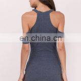 OEM Cold Shoulder Ribbed Bodycon Mini Dress 2017 thumbnail-3