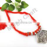 Tribal Antique Silver Plated Necklace- Handmade Silver Oxidised Necklace- Navratri Silver Oxidized Necklace thumbnail-1
