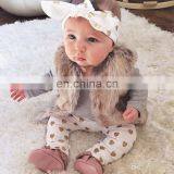 Valentine's Day Outfits Newborn Baby Boy Solid Gray Romper & White Heart Print Pants & Headband Outfits Set thumbnail-5
