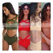 Ladies Swimsuit Low Waist Bathing Suit Swimwear Bikini Cross Strap Bikini Brazilian Sexy Bandage Halter Beachwear thumbnail-1